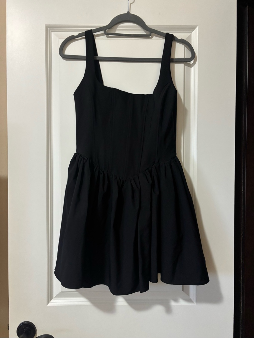 Zara Black Sleeveless Square-Neck Dress with corset boning. Also has pockets!